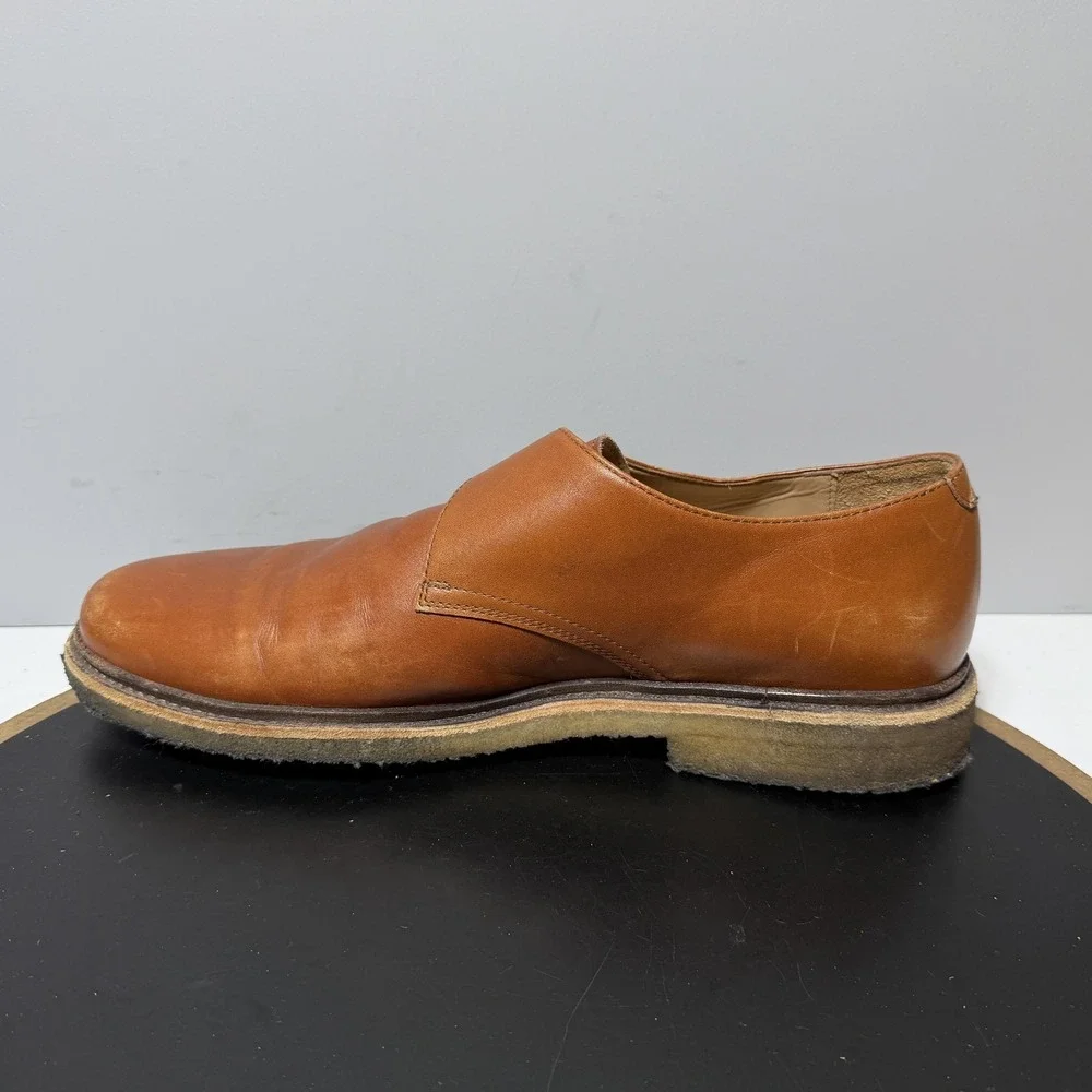 A.P.C. Shoes Mens Size‎ 8 Brown Leather Monk Strap Dress Casual Portugal Crepe
